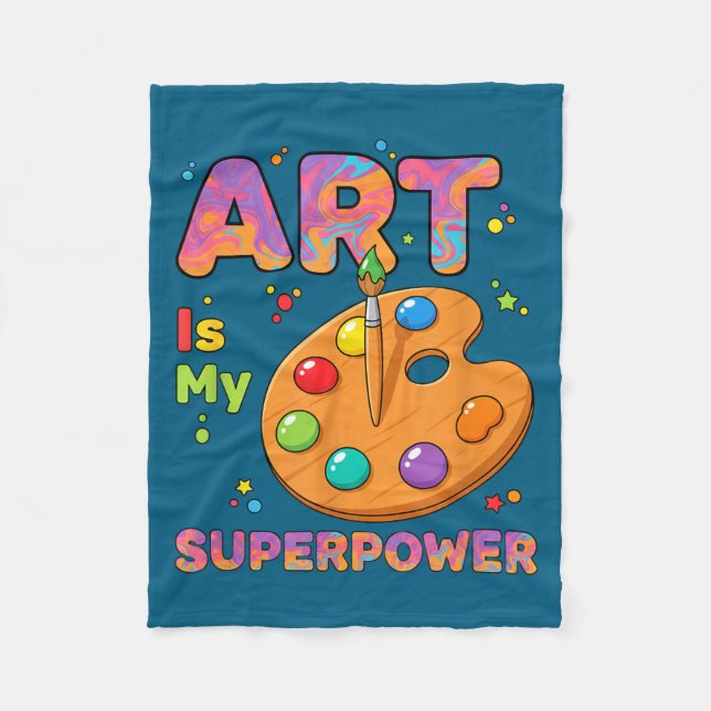 Cobertor De Velo Teacher - Art Is My Superwer Art Teacher Drawing P (Frente)