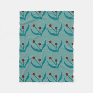 Cobertor De Velo Teal Berries e Folhas