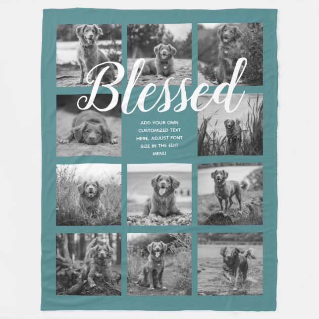 Cobertor De Velo Teal Blessed Photo Collage Blanket (Frente)