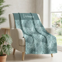 Teal Boho Watercolor Tropical Leaf Name