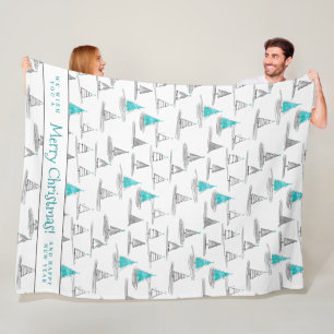Cobertor De Velo Teal Christmas Tree Pattern#5 ID1009