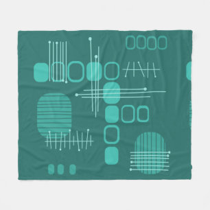 Cobertor De Velo Teal de Barkcloth, Abstrato Atômica