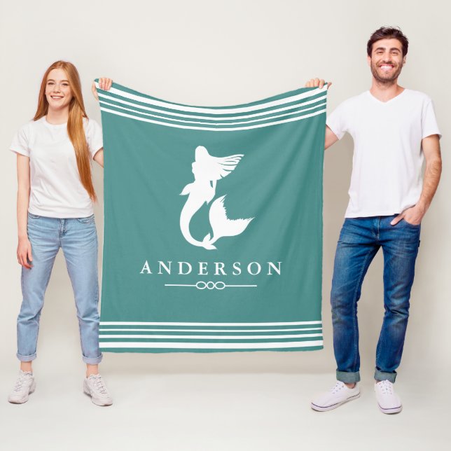 Cobertor De Velo Teal e tiras Brancas da Sereia Náutica (In Situ)