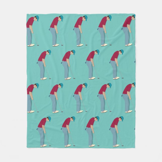 Cobertor De Velo Teal Golfing Design Fleece Blanket (Frente)