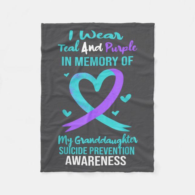Cobertor De Velo Teal Purple Memory Granddaughter Suicide Preventio (Frente)