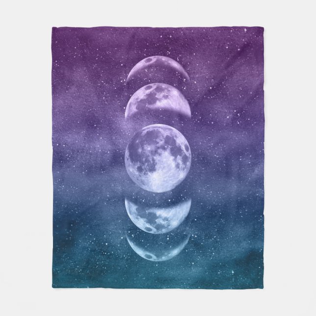 Cobertor De Velo Teal Purple Moon Phases Celestial Padrão (Frente)