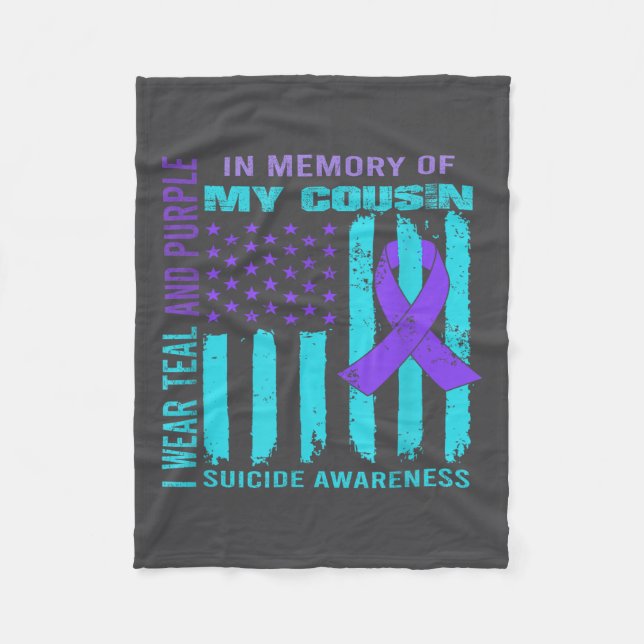 Cobertor De Velo Teal Purple Ribbon Suicide Awareness Flag Cousin B (Frente)