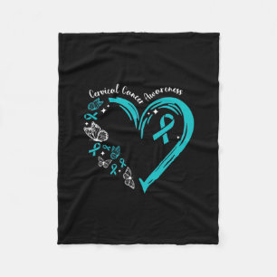 Cobertor De Velo Teal Ribbon Butterfly Heart Cervical Cancer Awaren