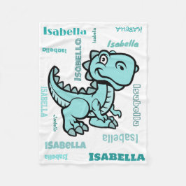 Cobertor De Velo Teal T Rex Dinosaur Fleece Blanket