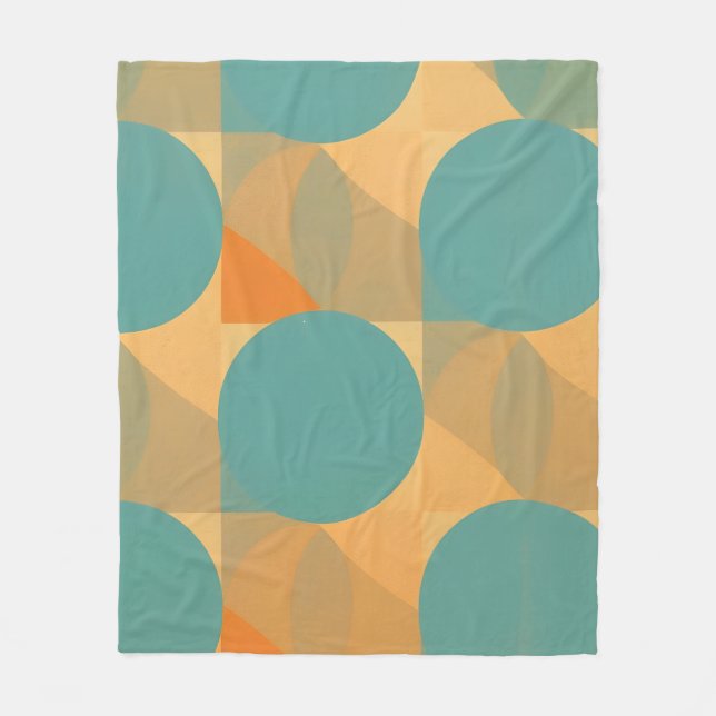 Cobertor De Velo Teal, Tan, and Orange in Retro Look Pattern (Frente)