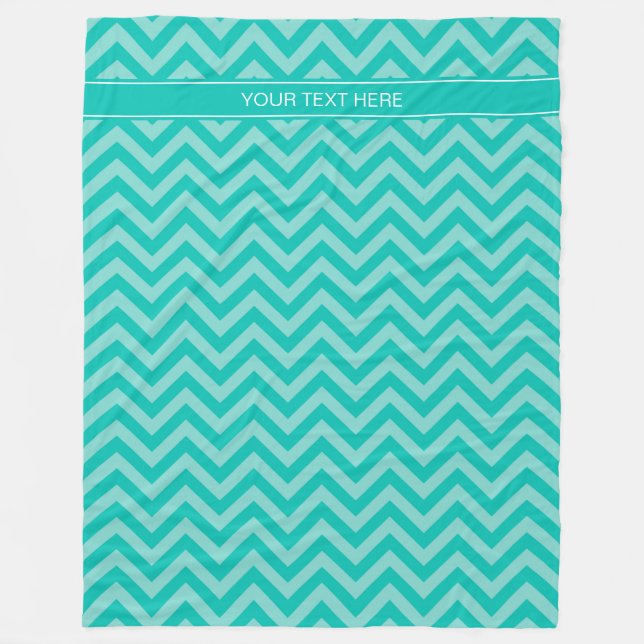 Cobertor De Velo Teal Turquoise LG Chevron Nome Teal Monograma (Frente)