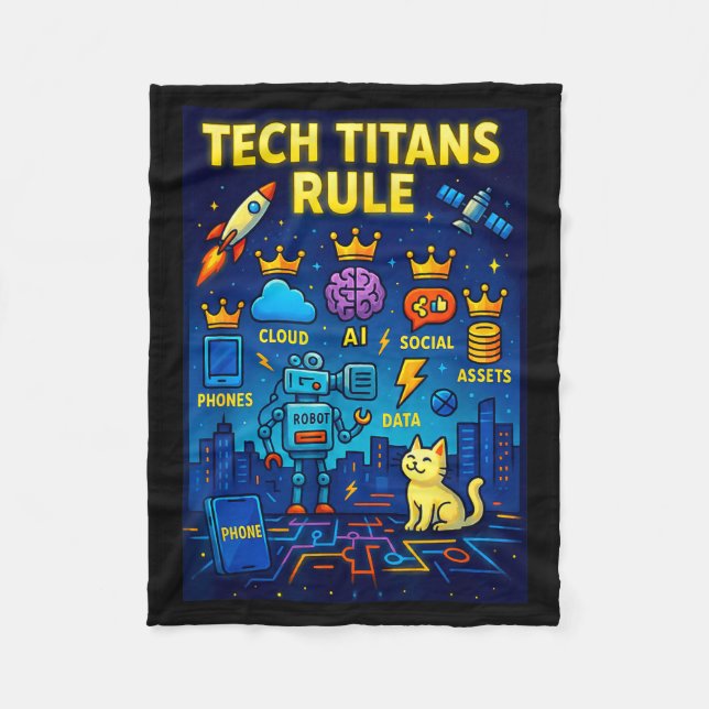 Cobertor De Velo Tech Titans Rule Funny Big Technology Satire Wer G (Frente)