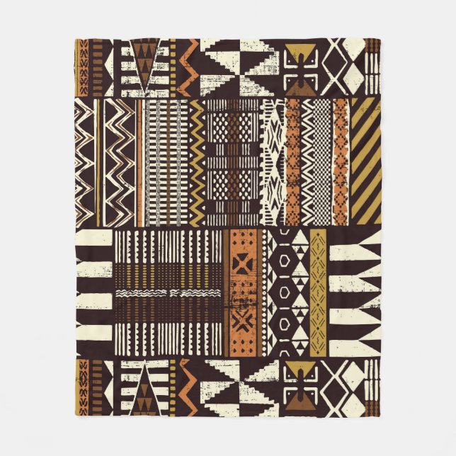 Cobertor De Velo Tecido africano tribal, colheita abstrato. (Frente)
