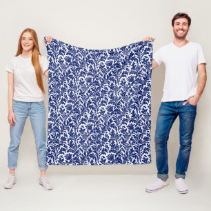 Cobertor De Velo Tecido Damask com Cardo de William Morris Azul Nav