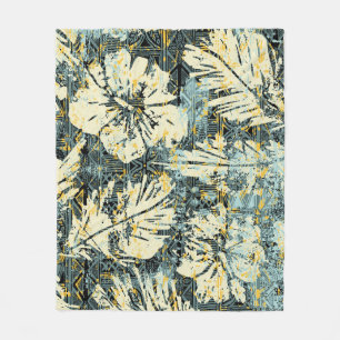 Cobertor De Velo Tecido de hibiscus ao estilo havaiano com fundo tr