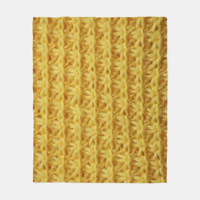 Cobertor De Velo Tecido de malha amarela: textura listrada. (Frente)