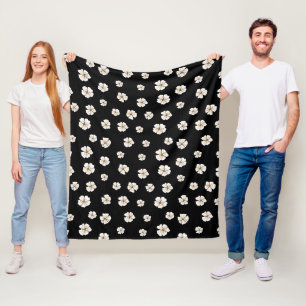 Cobertor De Velo Tecido Preto de Fleece com Padrão Floral Exuberant