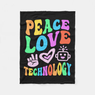 Cobertor De Velo Tecnologia Vintage Peace Love