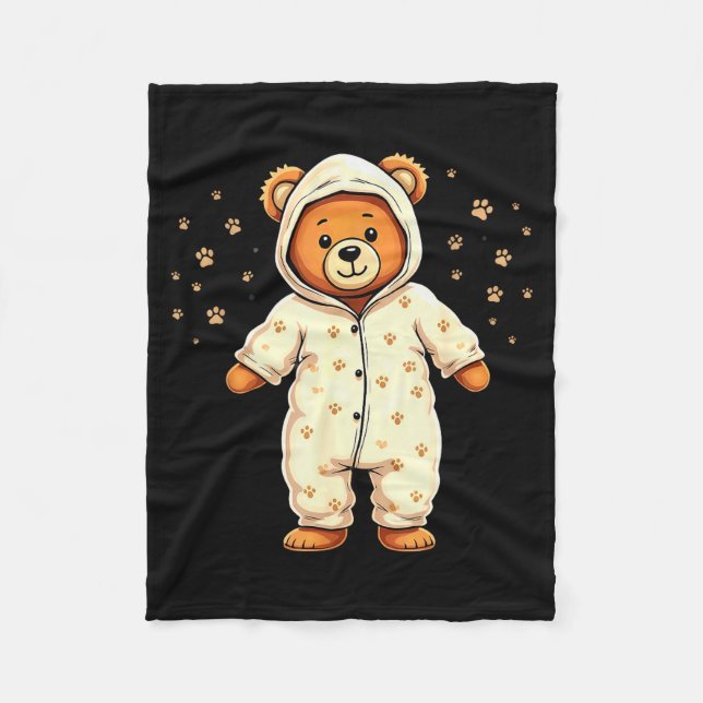 Cobertor De Velo Teddy Bear Wearing Pajamas  (Frente)