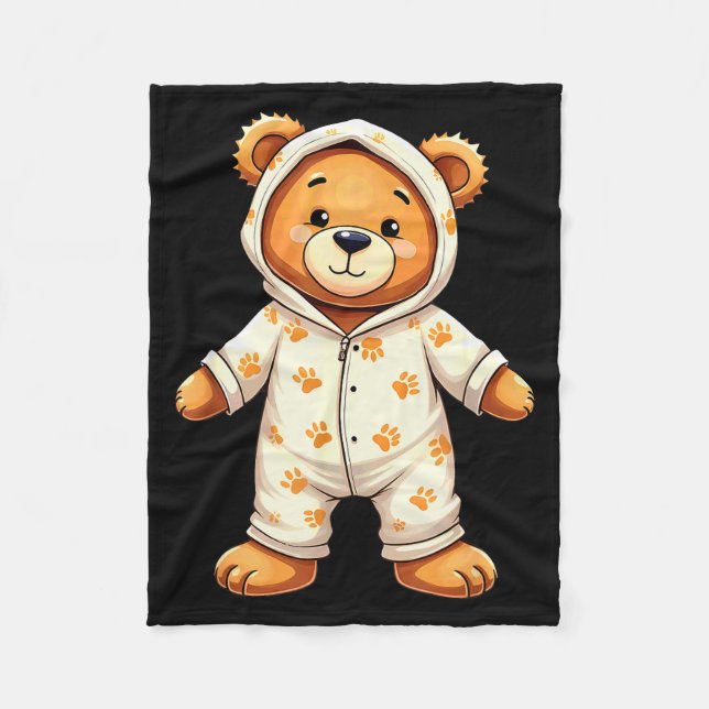 Cobertor De Velo Teddy Bear Wearing Pajamas  (Frente)