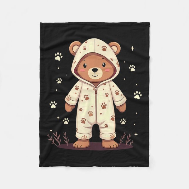 Cobertor De Velo Teddy Bear Wearing Pajamas  (Frente)
