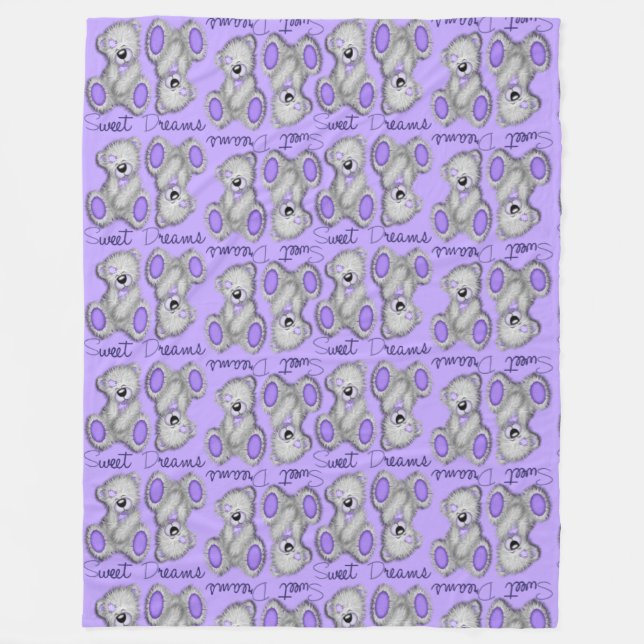 Cobertor De Velo Teddy de sonhos doces azul-lavanda (Frente)