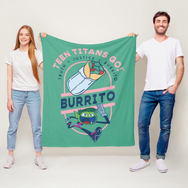 Cobertor De Velo Teen Titans Go! Beast Boy "Truth Justice Burrito" (In Situ)
