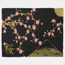 Tela Dourada Black Japonesa Rosa Sakura