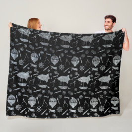 Cobertor De Velo Tema da Aeronave Steampunk de Zinco Silver