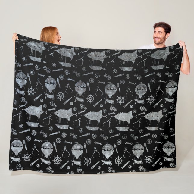 Cobertor De Velo Tema da Aeronave Steampunk de Zinco Silver (In Situ)