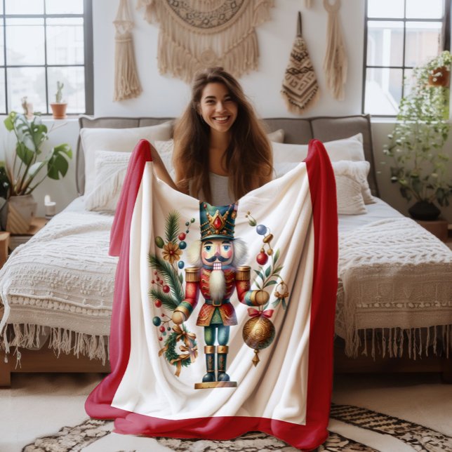 Cobertor De Velo Tema De Natal Nutcracker Em Branco (Criador carregado)
