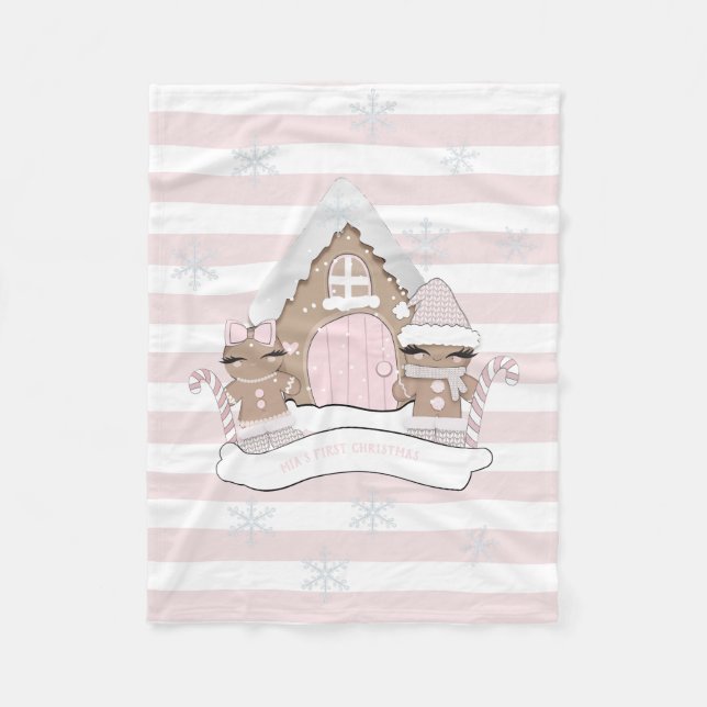 Cobertor De Velo Tema Pão-de-Pão Rosa de Natal (Frente)