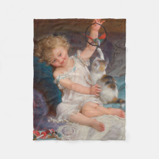 Cobertor De Velo Tempo de Reprodução: Rapariga Brincando com seu Pe (Frente)