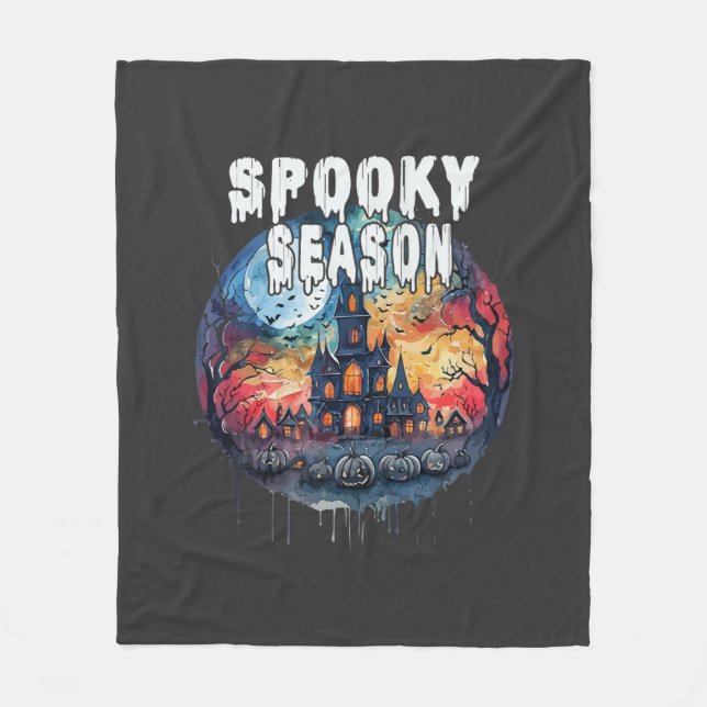 Cobertor De Velo Temporada Assustadora de Halloween (Frente)