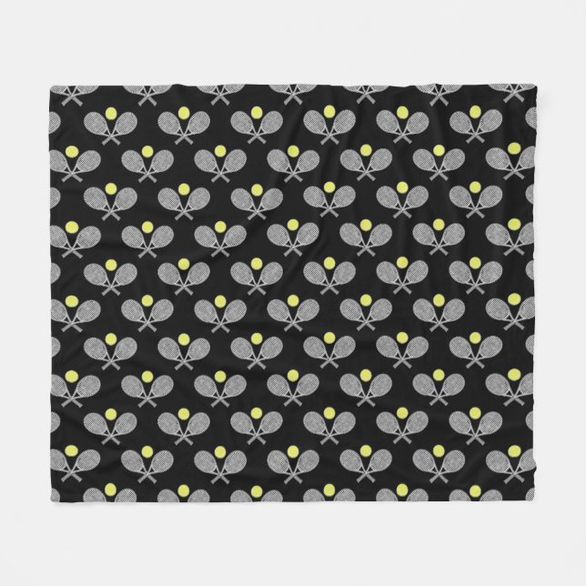 Cobertor De Velo Tennis Seamless Pattern - Racket and Ball on Black (Frente (Horizontal))