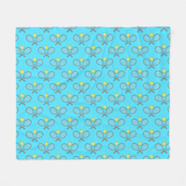 Cobertor De Velo Tennis Seamless Pattern - Racket and Ball on Blue