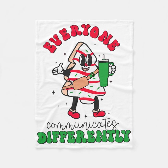 Cobertor De Velo Terapia da Fala Natal Todos Comunicam Diferente (Frente)