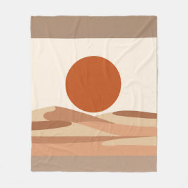 Cobertor De Velo Terracota Sol Minimalista Boho Paisagem Abstrata