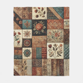 Cobertor De Velo Terracotta Patchwork Quilt Rustic Retro Vintage