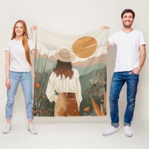Cobertor De Velo Terracotta Sage Boho Deserto Vale Pôr do Sol