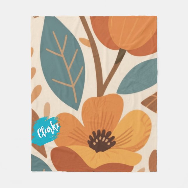 Cobertor De Velo Terracotta & Teal Autumn pattern (Frente)