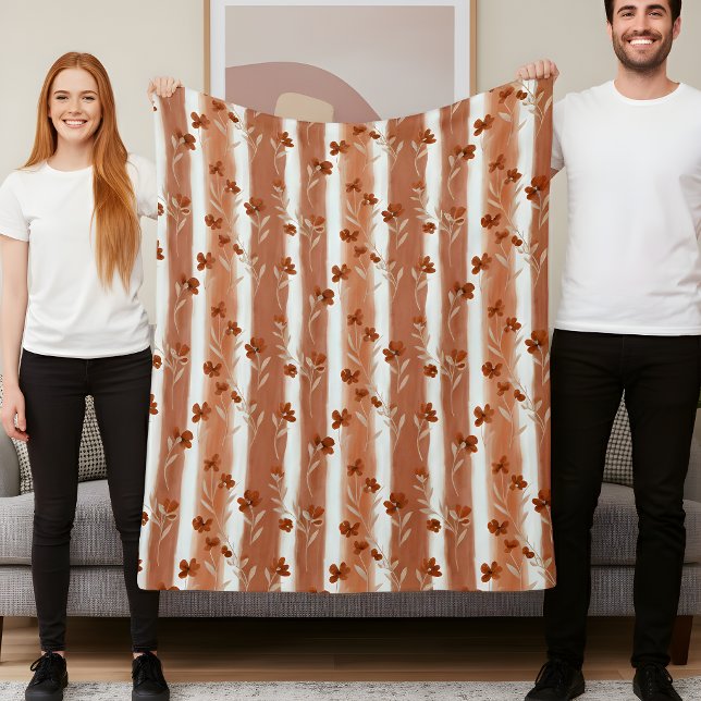 Cobertor De Velo Terracotta Wildflower Vertical Stripe Boho Pattern (Criador carregado)