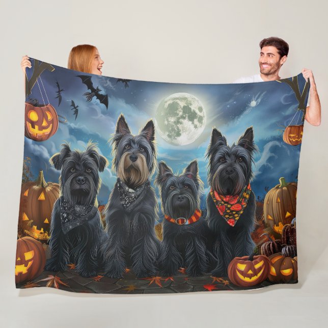 Cobertor De Velo Terrier Escocês Halloween Assustador (In Situ)