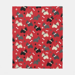 Cobertor De Velo Terrier Paws e Bones Red