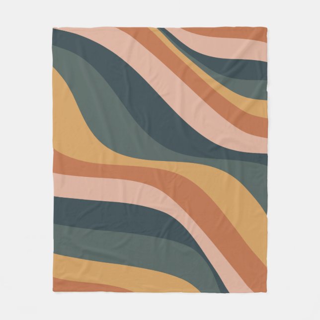 Cobertor De Velo Terthy Boho Abstrato Wavy Swirl Lines Terracotta   (Frente)