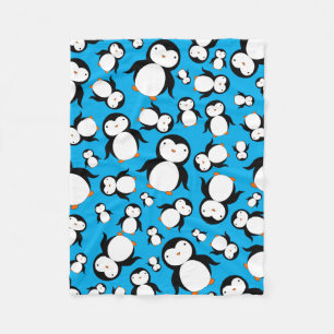 Cobertor De Velo Teste padrão bonito do pinguim dos azul-céu