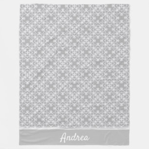 Cobertor De Velo Teste padrão branco e cinzento personalizado
