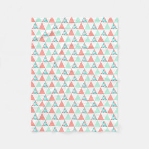 Cobertor De Velo Teste padrão cor-de-rosa coral do verde geométri