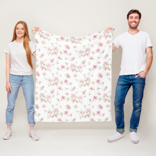 Cobertor De Velo Teste padrão de flor cor-de-rosa macio da aguarel