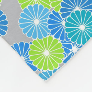 Cobertor De Velo Teste padrão de flor do art deco - azul e verde